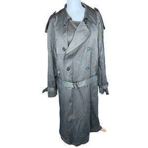London Fog Men’s Double Breasted Lined Trench Coat Olive Green Size 42 Long